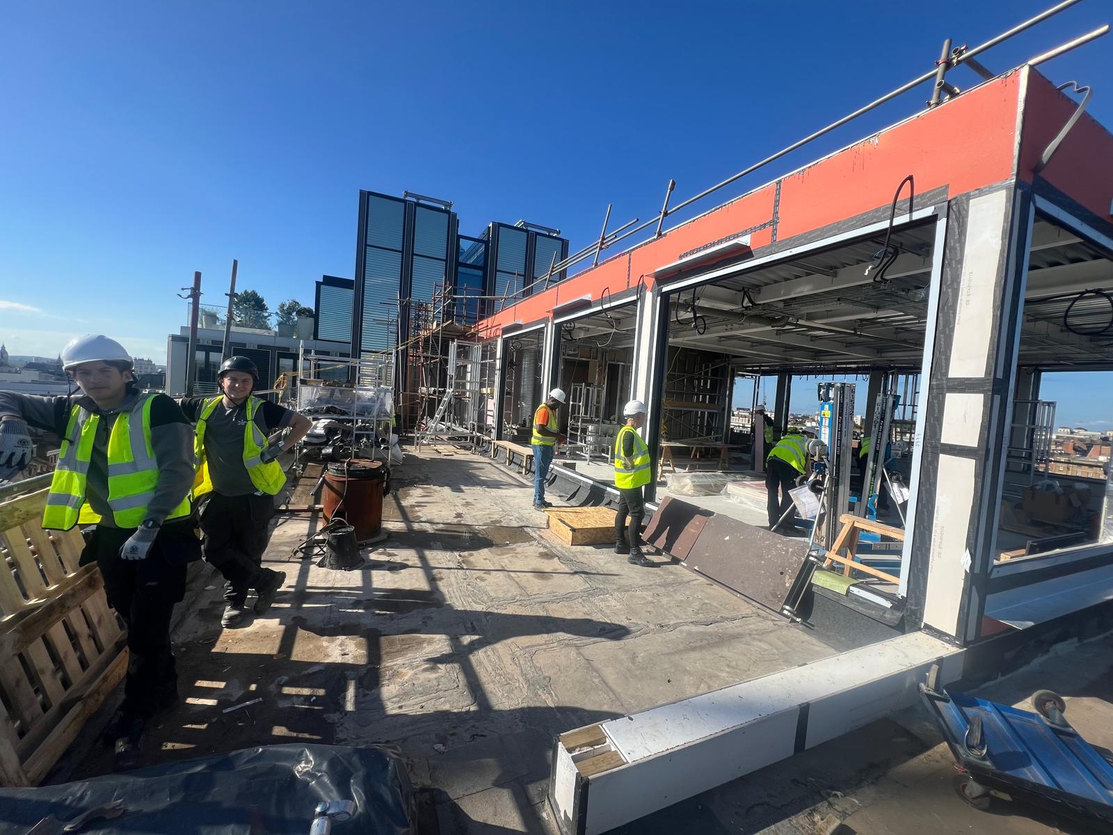 CIRE team on a commercial rooftop construction site